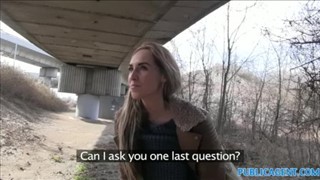 A picked up chick sucks a doggy style dick for money, Public sex